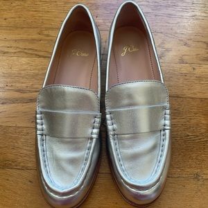 J Crew silver loafers 7.5